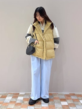 「アイテム（ダウンベスト）」を使った、kyokaさん（レディース・162cm）の秋コーディネート