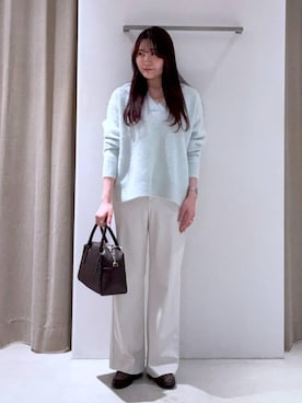 「BARNYARDSTORM（バンヤードストーム）のBARNYARDSTORM / MILOS(ミロス) / レザーボストンバッグ（Boston bag、ブラウン系）」を使った、kyokaさん（レディース）の秋コーディネート
