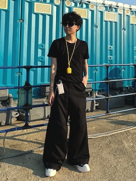 「アイテム（ファッション雑貨、ホワイト系）」を使った、kskさん（メンズ・170cm）の夏コーディネート