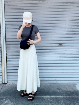 「newhattan（ニューハッタン）のアイテム（キャップ）」を使った、ちさとさん（レディース・156cm）の夏コーディネート