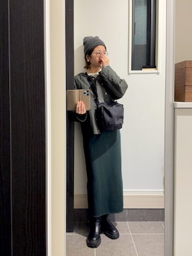 「アイテム（ノーカラージャケット）」を使った、ちさとさん（レディース・156cm）の秋コーディネート