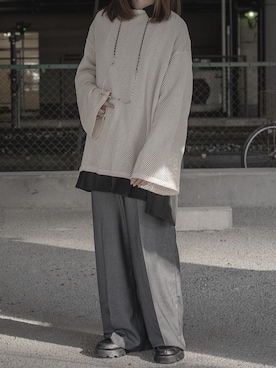 「Utusiyo（ウツシヨ）のアイテム（パンツ）」を使った、JURIさん（レディース・165cm）の春コーディネート