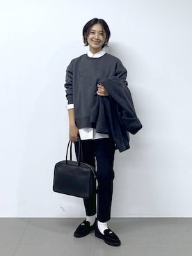 「アイテム（ピーコート）」を使った、OKAWAさん（レディース・161cm）の秋コーディネート