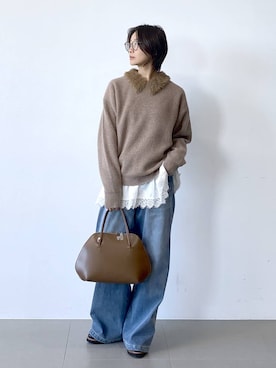 「BARNYARDSTORM（バンヤードストーム）のBARNYARDSTORM / 裾フリルブラウス / ハンドウォッシャブル 【YouTube「i.style closet」紹介アイテム】（シャツ/ブラウス）」を使った、OKAWAさん（レディース・161cm）の秋コーディネート