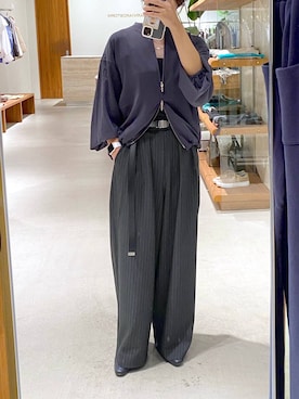 「アイテム（ローファー、ブルー系）」を使った、OKAWAさん（レディース・161cm）の秋コーディネート