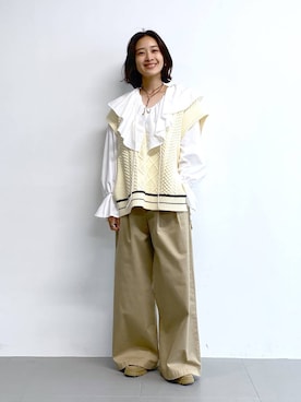 「アイテム（チノパンツ）」を使った、OKAWAさん（レディース・161cm・30代）の夏コーディネート