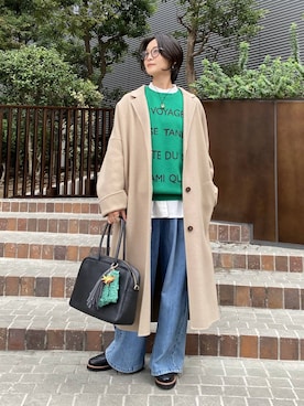 「アイテム（チェスターコート）」を使った、OKAWAさん（レディース・161cm・20代）の秋コーディネート