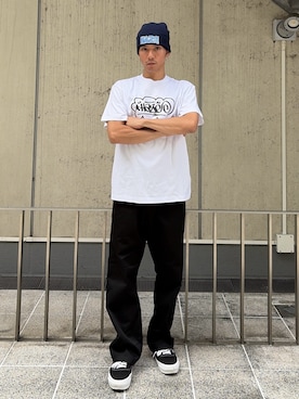 「XLARGE（エクストララージ）のTWILL WORK PANTS（その他パンツ、ブラック系）」を使った、香村大貴さん（メンズ・165cm）の夏コーディネート