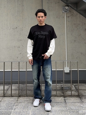 「XLARGE（エクストララージ）のアイテム（トップス）」を使った、香村大貴さん（メンズ・165cm）の春コーディネート