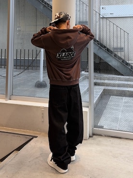 「XLARGE（エクストララージ）のXLARGE LA MESH CAP（キャップ、ブラック系）」を使った、香村大貴さん（メンズ・165cm）の秋コーディネート