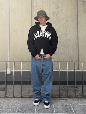 「XLARGE（エクストララージ）のアイテム（帽子）」を使った、香村大貴さん（メンズ・165cm）の春コーディネート