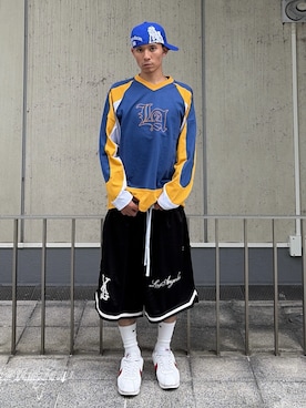 「XLARGE（エクストララージ）のアイテム」を使った、香村大貴さん（メンズ・165cm）の夏コーディネート
