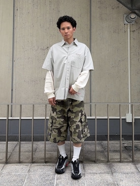 「XLARGE（エクストララージ）のCARGO SHORT PANTS（カーゴパンツ、その他）」を使った、香村大貴さん（メンズ・165cm）の春コーディネート