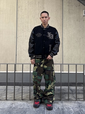 「アイテム（スタジャン）」を使った、香村大貴さん（メンズ・165cm）の冬コーディネート