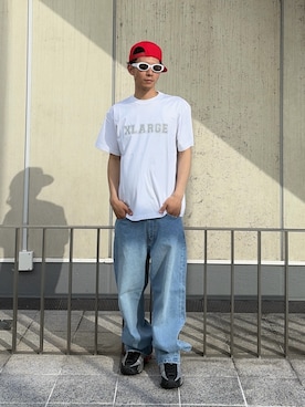 「XLARGE（エクストララージ）のNUMBERING S/S TEE（Tシャツ/カットソー、ホワイト系）」を使った、香村大貴さん（メンズ・165cm）の春コーディネート