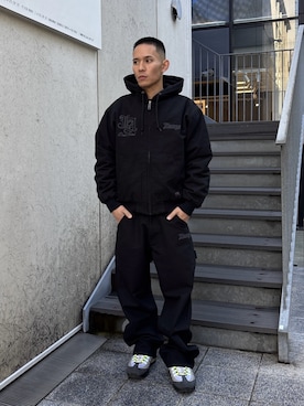 「XLARGE（エクストララージ）のアイテム」を使った、香村大貴さん（メンズ・165cm）の冬コーディネート