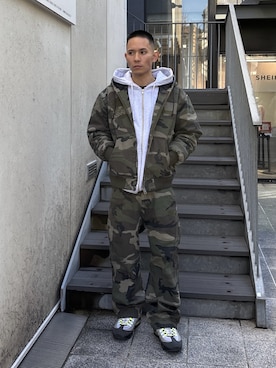 「XLARGE（エクストララージ）のアイテム」を使った、香村大貴さん（メンズ・165cm）の冬コーディネート