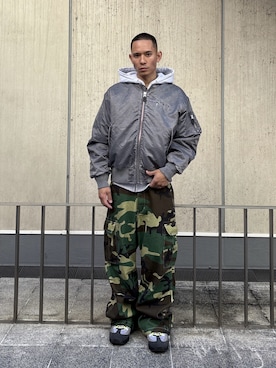 「アイテム（MA-1）」を使った、香村大貴さん（メンズ・165cm・20代）の秋コーディネート