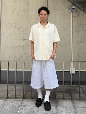 「XLARGE（エクストララージ）のS/S LACE SHIRT（シャツ/ブラウス、ホワイト系）」を使った、香村大貴さん（メンズ・165cm）の夏コーディネート