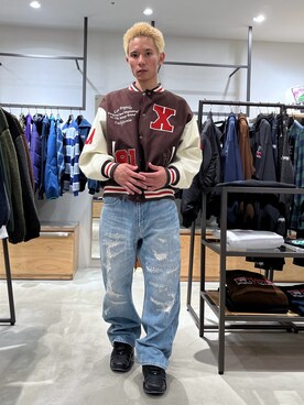 「XLARGE（エクストララージ）のアイテム（スタジャン）」を使った、香村大貴さん（メンズ・167cm）の秋コーディネート