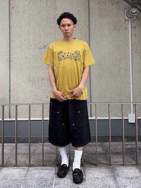 「XLARGE（エクストララージ）のOG DOUBLE KNEE SHORT PANTS（スウェットパンツ、グレー系）」を使った、香村大貴さん（メンズ・165cm）の夏コーディネート