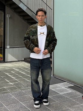 「XLARGE（エクストララージ）のXL REVERSIBLE MA-1（ブルゾン、その他）」を使った、香村大貴さん（メンズ・165cm）の秋コーディネート