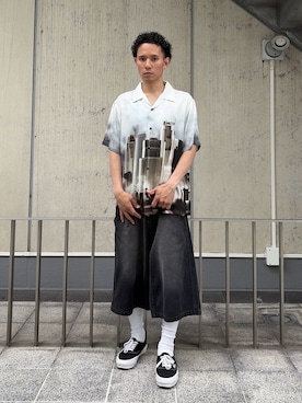 「XLARGE（エクストララージ）のSKYSCRAPER S/S SHIRT（シャツ/ブラウス、ホワイト系）」を使った、香村大貴さん（メンズ・165cm）の夏コーディネート