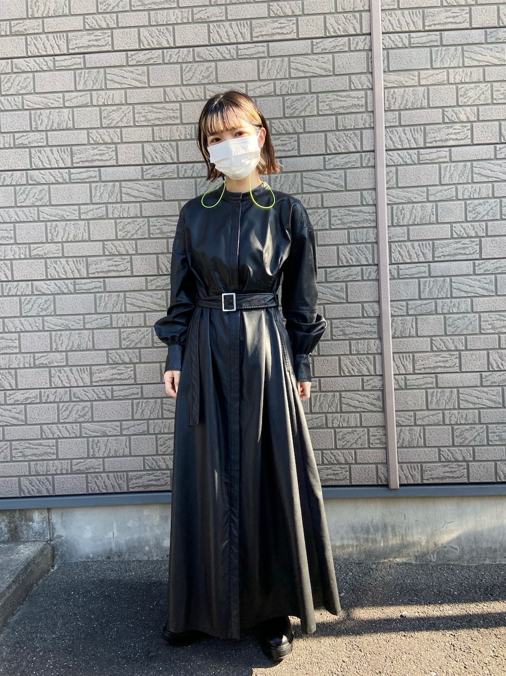 「オトナカジュアル、おしゃれさんと繋がりたい、レザー、レザーワンピース、ローズバッド、低身長、オトナ女子、モード、モード系、オールブラック、ワンピース、低身長コーデ」｜「ROSE BUDのアイテム（ワンピース、ブラック系）」を使った、yukachin0204さん（レディース・148cm）の冬コーディネートの1枚目の写真
