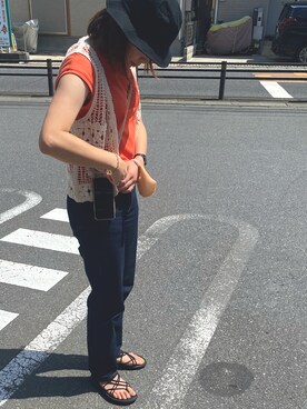 「URBAN RESEARCH DOORS（アーバンリサーチドアーズ）のハイライズデニムパンツ（デニムパンツ）」を使った、フ🐷さん（レディース・160cm）の夏コーディネート