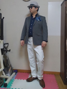 「サングラス」｜「アイテム（スーツセット）」を使った、加藤智雅さん（メンズ・172cm）の夏コーディネート