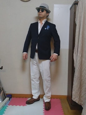 「サングラス」｜「アイテム（スーツセット）」を使った、加藤智雅さん（メンズ・172cm）の夏コーディネート