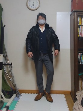 「フランネルシャツ」｜「アイテム（スーツセット）」を使った、加藤智雅さん（メンズ・172cm）の冬コーディネート