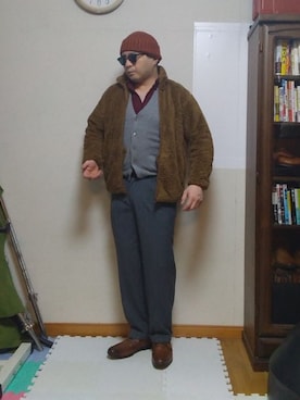 「Lands' End（ランズエンド）のアイテム（パンツ）」を使った、加藤智雅さん（メンズ・172cm）の秋コーディネート