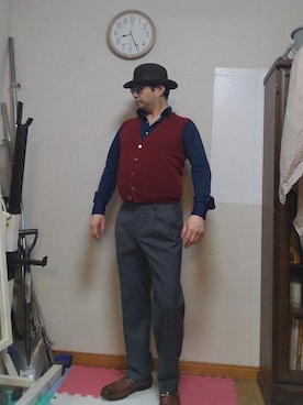 「Lands' End（ランズエンド）のアイテム（パンツ）」を使った、加藤智雅さん（メンズ・172cm）の夏コーディネート