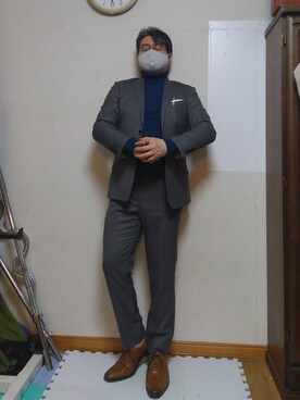 「Paul Smith（ポールスミス）のアイテム（スーツセット）」を使った、加藤智雅さん（メンズ・172cm）の冬コーディネート