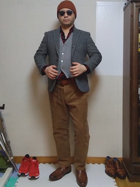 「革ベルト」｜加藤智雅さん（メンズ・172cm）の秋コーディネート