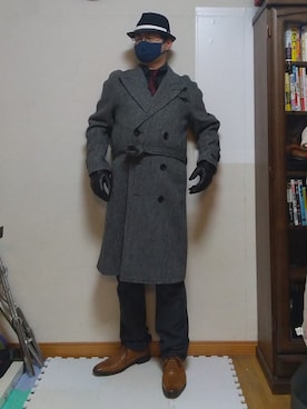 「フランネルシャツ」｜「アイテム（トレンチコート）」を使った、加藤智雅さん（メンズ・172cm）の秋コーディネート