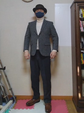 「アイテム（ハット、ブラウン系）」を使った、加藤智雅さん（メンズ・172cm）の夏コーディネート