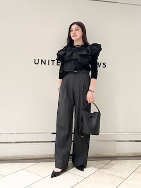 「UNITED ARROWS（ユナイテッドアローズ）のアイテム（ベルト）」を使った、矢作（yahagi）さん（レディース・158cm）の秋コーディネート