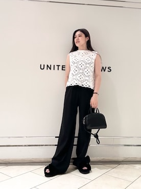 「UNITED ARROWS（ユナイテッドアローズ）のアイテム（ボストンバッグ）」を使った、矢作（yahagi）さん（レディース・158cm）の夏コーディネート