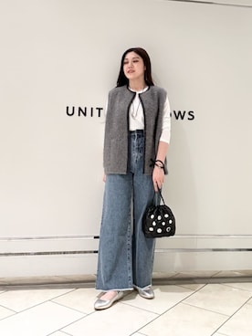 「UNITED ARROWS（ユナイテッドアローズ）のアイテム（デニムパンツ）」を使った、矢作（yahagi）さん（レディース・158cm）の秋コーディネート