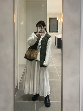 「White Mountaineering」｜「アイテム（ダウンジャケット/コート）」を使った、ヨウさん（レディース・152cm）の冬コーディネート