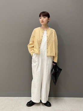 「アイテム（オールインワン・サロペット、ホワイト系）」を使った、おまつさん（レディース・161cm）の夏コーディネート
