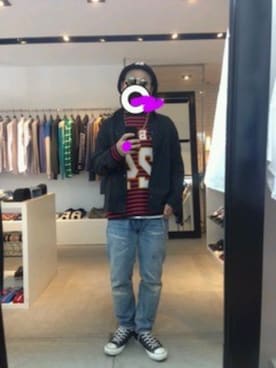 「HBNS（ハバノス）のアイテム（帽子）」を使った、Rickyさん（メンズ・165cm）の冬コーディネート