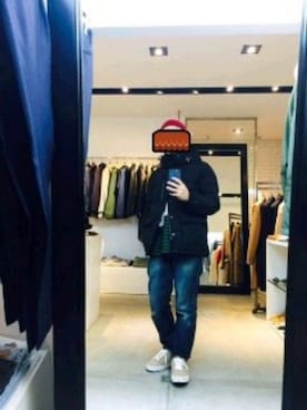 「HBNS（ハバノス）のアイテム（パンツ）」を使った、Rickyさん（メンズ・165cm）の冬コーディネート