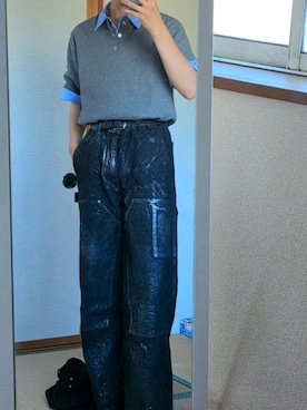 CLEL】Foil Print Double Knee Denim Pants / 箔プリント ダブルニー