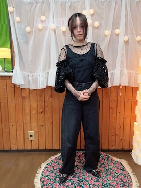 「Ameri（アメリ）のアイテム（トップス）」を使った、小都ミクさん（レディース・157cm）の夏コーディネート