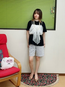 「アイテム（アクセサリー）」を使った、小都ミクさん（レディース・157cm）の夏コーディネート