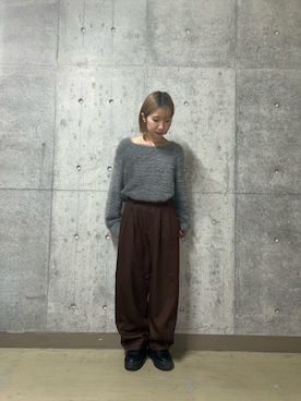「SENSE OF PLACE by URBAN RESEARCH(センスオブプレイスバイアーバンリサーチ)の『洗濯可』シャギーフラッフィーセーター(ニット/セーター、グレー系)」を使った、kotominchiさん(レディース・153cm)の秋コーディネート