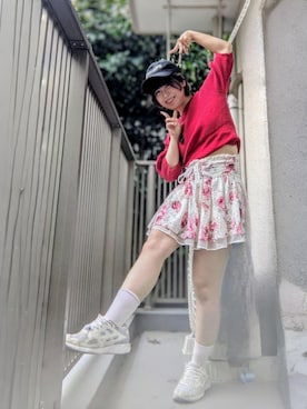「ミニスカート」｜「アイテム（ニット/セーター）」を使った、shioncontrailさん（レディース・152cm）の夏コーディネート